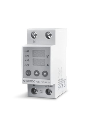 Реле контролю напруги та струму VIDEX RESIST 145-300В 1-63А VF-RS-RNT63 - 482837
