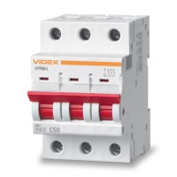 Автоматичний вимикач RS4 3п 50А С 4,5кА VIDEX RESIST VF-RS4-AV3C50 - 481342