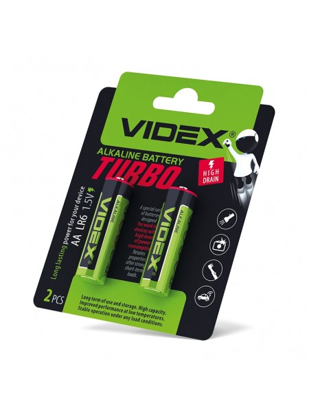 Батарейка лужна Videx LR6/AA Turbo 2шт BLISTER LR6T/AA 2B - 294308