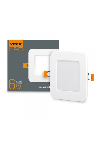 LED светильник встраиваемый квадрат VIDEX 6W 5000K