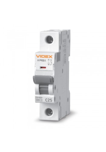 Автоматичний вимикач RS6 1п 25А 6кА С VIDEX RESIST VF-RS6-AV1C25 - 481403