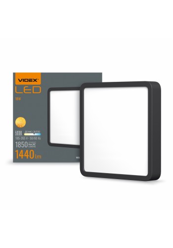 LED Світильник накладний квадрат VIDEX 18W 5000K Black VL-DLSS-185B - 485067