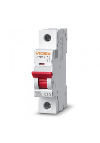 Автоматичний вимикач RS4 1п 20А С 4,5кА VIDEX RESIST VF-RS4-AV1C20 - 481120