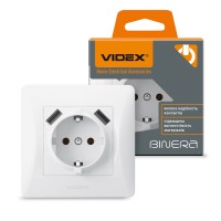 Розетка одинарна із заземленням та 2USB біла VIDEX BINERA VF-BNSK1GU2-W - 295053