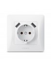 Розетка одинарна із заземленням та 2USB біла VIDEX BINERA VF-BNSK1GU2-W - 295053