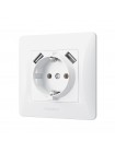 Розетка одинарна із заземленням та 2USB біла VIDEX BINERA VF-BNSK1GU2-W - 295053