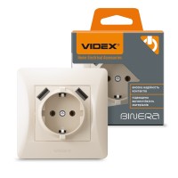 Розетка одинарна із заземленням та 2USB кремова VIDEX BINERA VF-BNSK1GU2-CR - 296029