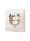 Розетка одинарна із заземленням та 2USB кремова VIDEX BINERA VF-BNSK1GU2-CR - 296029