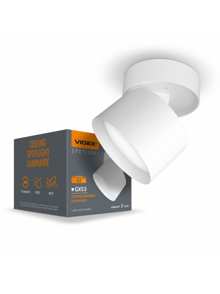 Світильник VIDEX під лампу GX53 поворотний Білий VL-SPF18B-W VL-SPF18B-W - 484718