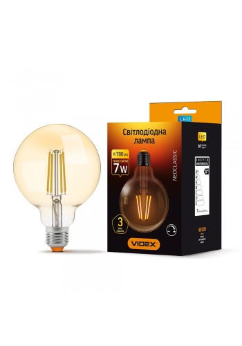 LED лампа VIDEX Filament G95FAD 7W E27 2200K дімерна бронза VL-G95FAD-07272 - 293813