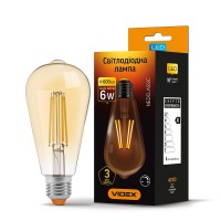 LED лампа VIDEX Filament ST64FAD 6W E27 2200K дімерна бронза VL-ST64FAD-06272 - 293837
