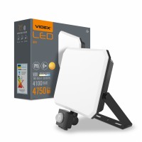 LED прожектор VIDEX F3 50W 5000K з датчиком руху 220V Black (VLE-F3-0505B-S) VLE-F3-0505B-S - 542491