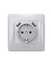 Розетка одинарна із заземленням та 2USB срібний шовк VIDEX BINERA VF-BNSK1GU2-SS - 296982