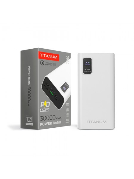 Повербанк TITANUM 728S 30000mAh 22.5W White TPB-728S-W - 483506