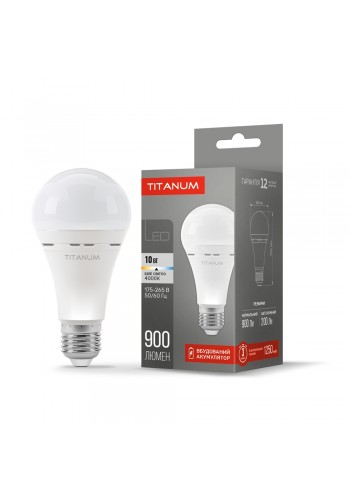 LED лампа акумуляторна TITANUM A68 10W E27 4000K 220V TL-EMA68-10274 - 483582