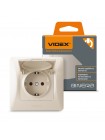 Розетка одинарна із заземленням та кришкою кремова VIDEX BINERA VF-BNSK1GС-CR - 296012