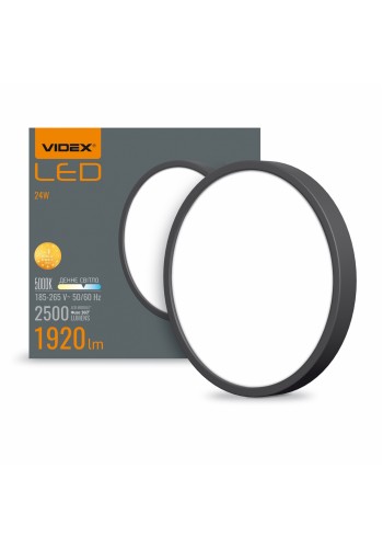 LED Світильник круглий накладний VIDEX 24W 5000K Black VL-DLRS-245B - 485043
