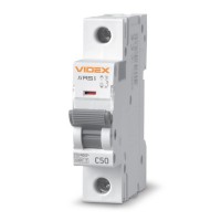 Автоматичний вимикач RS6 1п 50А 6кА С VIDEX RESIST VF-RS6-AV1C50 - 481434