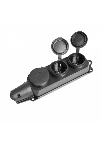 Колодка подовжувача IP44 із заземленням 3 гнізда 16А чорна TITANUM STANDARD ТF-B316IP-B - 485128