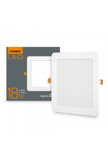 LED светильник встраиваемый квадрат VIDEX 18W 5000K