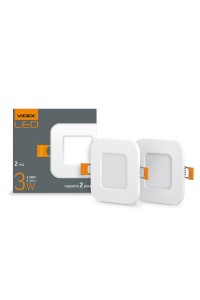 LED світильник вбудований квадрат VIDEX 3W 5000K VL-DLS-035(2) - 295435