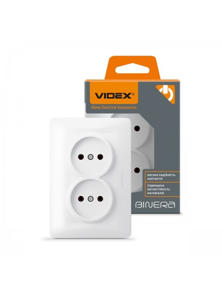 Розетка подвійна біла VIDEX BINERA VF-BNSK2-W - 295015