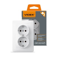 Розетка подвійна із заземленням біла VIDEX BINERA VF-BNSK2G-W - 295039