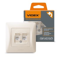 Розетка CAT6+CAT6 комп'ютерна подвійна кремова VIDEX BINERA VF-BNSK2PC6-CR - 480260