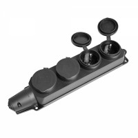 Колодка подовжувача IP44 із заземленням 4 гнізда 16А чорна TITANUM STANDARD ТF-B416IP-B - 485135
