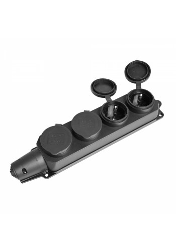 Колодка подовжувача IP44 із заземленням 4 гнізда 16А чорна TITANUM STANDARD ТF-B416IP-B - 485135