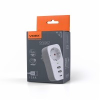 Мережевий адаптер VIDEX ONCORD з/з 1п 2.4A 2USB+USB-C White VF-AD1G2U1C-W - 484862
