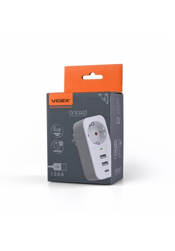 Мережевий адаптер VIDEX ONCORD з/з 1п 2.4A 2USB+USB-C White VF-AD1G2U1C-W - 484862