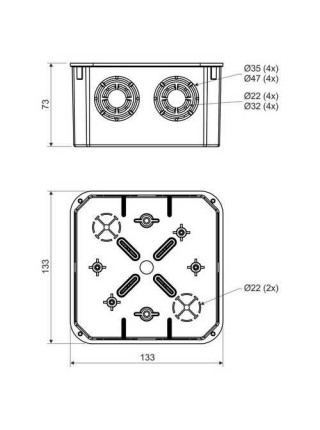 Коробка розподільча Kopos 132х132х72 ( KO 125_KA )