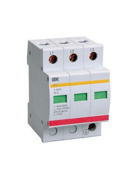 Обмежувач перенапруги IEK ОПС1-C3P 20kA/40kA/400B (MOP20-3-C)