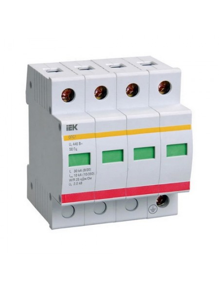 Обмежувач перенапруги IEK ОПС1-C4P 20kA/40kA/400B (MOP20-4-C)