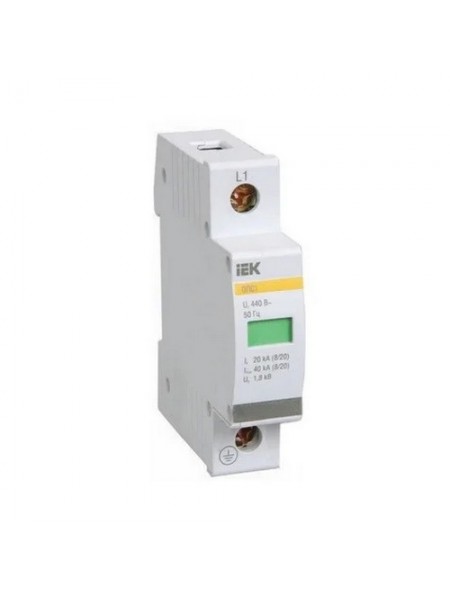 Обмежувач перенапруги IEK ОПС1-D1P 5kA/10kA/230B (MOP20-1-D)