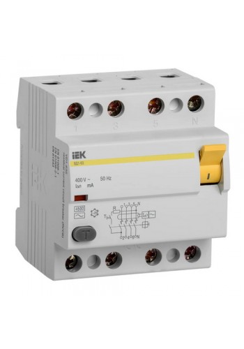 Пристрій захисного відключення IEK ВД1-63 4P 40A 30мА тип AC (MDV10-4-040-030)