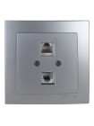 Розетка Nilson Touran срібло комп'ютерна 2-на CAT6e RJ45 ( 24131047 )