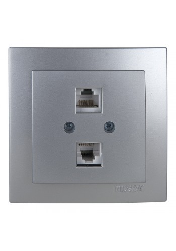 Розетка Nilson Touran срібло комп'ютерна 2-на CAT6e RJ45 ( 24131047 )