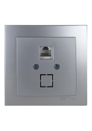 Розетка Nilson Touran срібло комп'ютерна CAT6e RJ45 ( 24131045 )