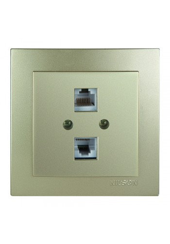 Розетка Nilson Touran золото комп'ютерна 2-на CAT5e RJ45 ( 24151046 )