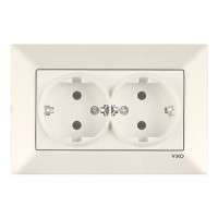 Розетка VI-KO Meridian кремова 2-на з заземленням (90970256-WH)