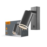 Світильник VIDEX під лампу GU10 SPF05E настінний з кнопкою чорний VL-SPF05E-B - 483032