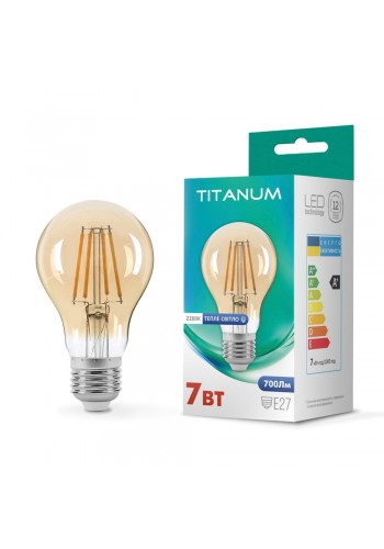 LED лампа TITANUM Filament A60 7W E27 2200K бронза TLFA6007272A - 298702