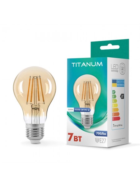 LED лампа TITANUM  Filament A60 7W E27 2200K бронза TLFA6007272A - 298702