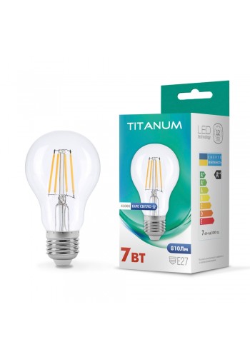 LED лампа TITANUM Filament A60 7W E27 4100K TLFA6007274 - 298665