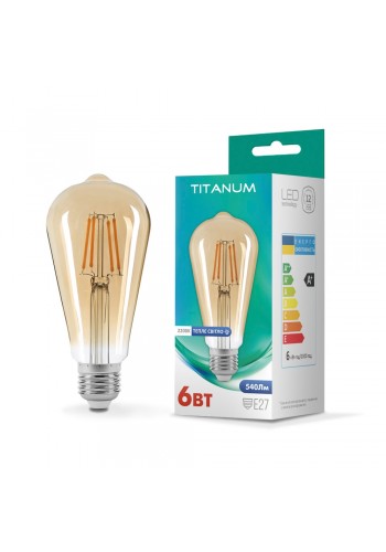 LED лампа TITANUM Filament ST64 6W E27 2200K бронза TLFST6406272A - 298634