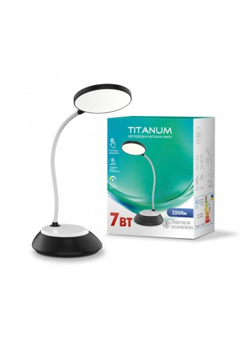 LED лампа настiльна з акумулятором TITANUM TLTF-022B 7W 3000-6500K USB чорна TLTF-022B - 482110
