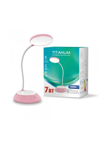 LED лампа настiльна з акумулятором TITANUM TLTF-022P 7W 3000-6500K USB рожева TLTF-022P - 482226