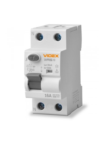 Диференційне реле VIDEX RESIST А 2п 30мА 10кА 16А VF-RS10-DR2А16 - 482783